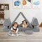 8-Piece Grey Suede Kids Sofa Play Set with Trapezoidal and Rounded Cushions Modular Couch for Kids